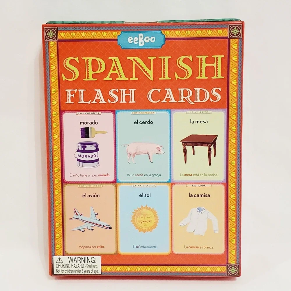 eeBoo 56 SPANISH‎ Flash Cards Basic Vocabulary Illustrated Pronunciation Guides
